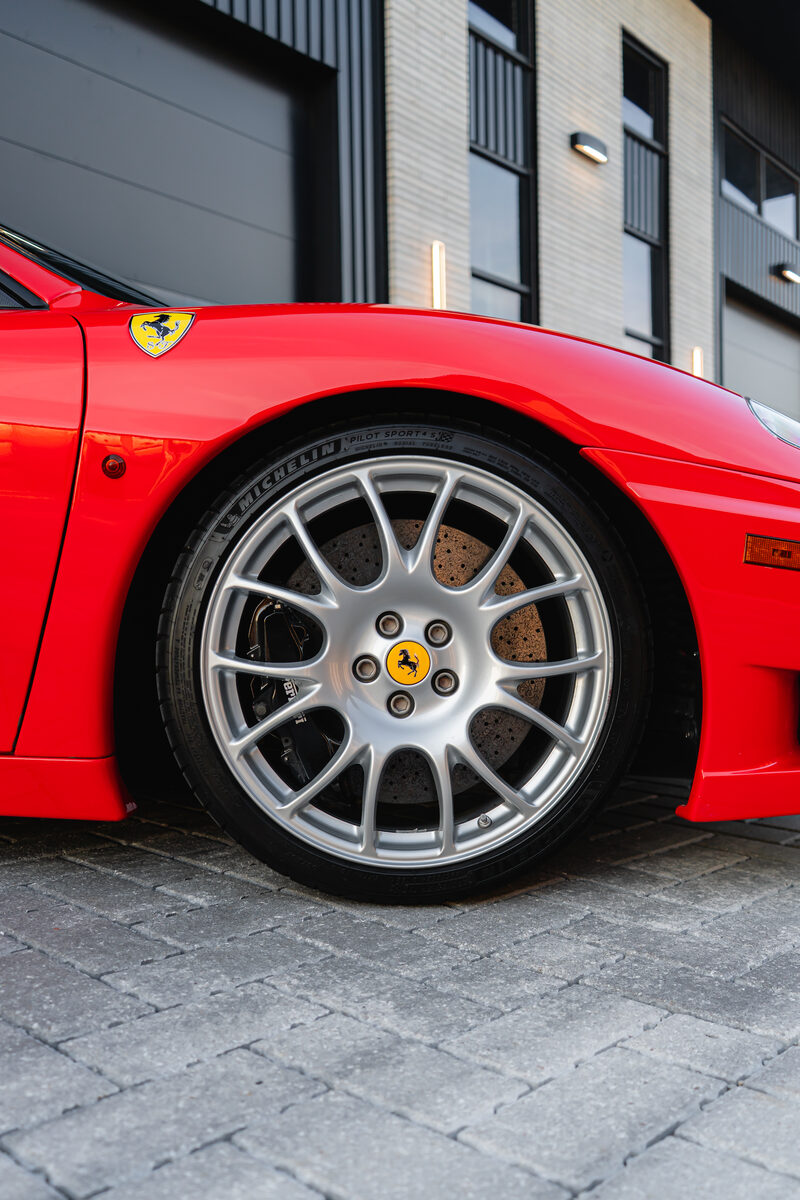Red Ferrari 360 Challenge Stradale rear three-quarter view